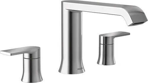 Vista 5 de Moen Genta LX T908BZG - Grifo de bañera romano moderno de dos manijas de oro broncado, requiere válvula, T908BZG