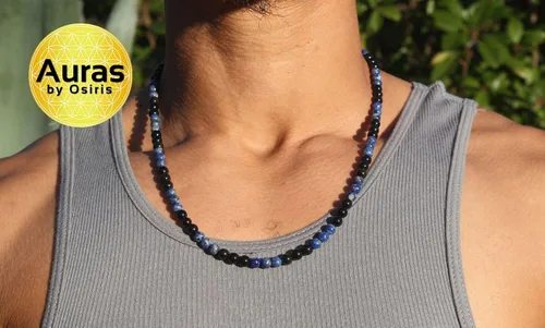 Vista 39 de Collar de cristal de obsidiana negra hecho a mano, collar de cuentas de piedras preciosas naturales auténticas, curación, protección, talismán mala