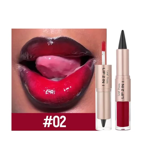 Vista 29 de BAISEN DIARY 2 en 1 doble punta mate delineador de labios y brillo de labios, lápiz combinado de labios marrón nude degradado, delineador de labios