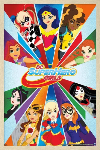 Vista 7 de Trends International DC Comics DC Superhero Girls - Póster de collage de pared, 22.4 pulgadas de largo x 14.7 pulgadas, versión enmarcada de madera