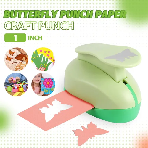 Vista 2 de UCEC Perforadora de mariposa de 1 pulgada, perforadores de papel para manualidades, perforadora de palanca hecha a mano, forma de agujero