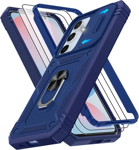 Vista 284 de Gritup Funda para Google Pixel 6 con cubierta deslizante para cámara y protector de pantalla (2 unidades), soporte de anillo giratorio 360°, funda