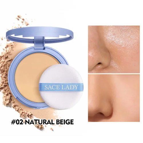 Vista 5 de SACE LADY Juego de maquillaje facial de 2 piezas, base y polvo prensado