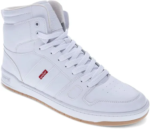 Vista 5 de Levi's Tenis 521 BB Hi Pebbled UL de piel sintética vegana para hombre, blancoGum