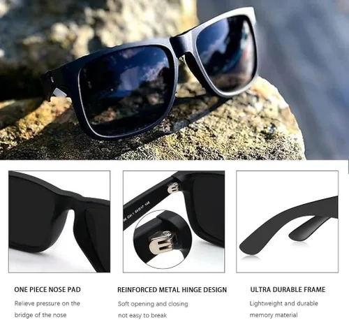 Vista 5 de MAXJULI Gafas de sol polarizadas para hombres y mujeres, gafas de sol rectangulares con protección UV 8806