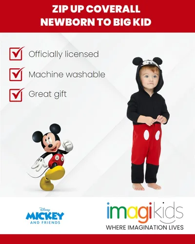 Vista 3 de Disney Mickey Mouse - Overol con capucha y cremallera para bebé