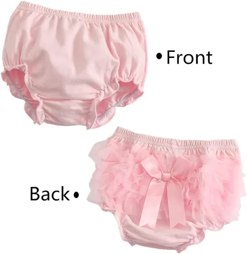 Vista 2 de HOVELL Pantalones cortos Bloomers para bebé, de tul con volantes, trajes de encaje