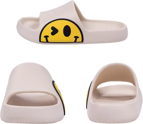 Vista 2 de Pantuflas para hombre, mujer, niñas y niños, de etilvinilacetato, antideslizantes, para interiores y exteriores, pantuflas con caras sonrientes