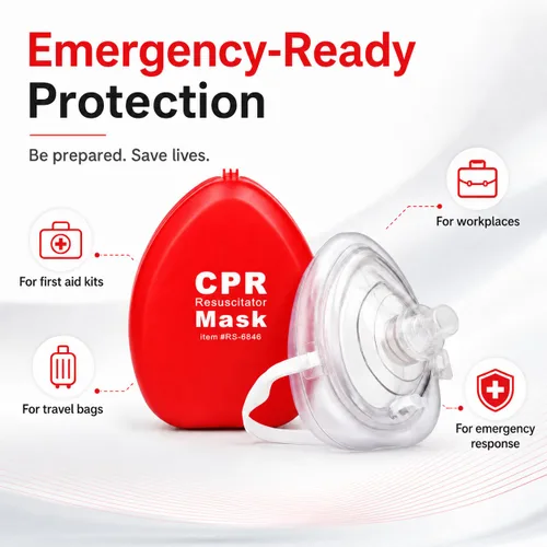 Vista 5 de NOVAMEDIC Máscara de rescate RCP de primeros auxilios para adultos y niños, resucitador desmontable de bolsillo de una sola válvula con estuche