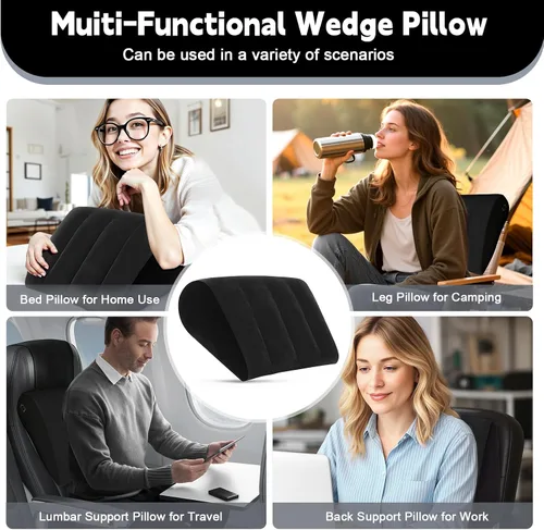 Vista 6 de TheClover Almohada inflable de cuña para dormir - Almohada de elevación de piernas con máscara para dormir, almohada de cuña de cama para acampar
