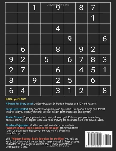Vista 2 de Wisdom Sudoku Brain Exercises for the Wise Large Print Sudoku Puzzle Book for Adults