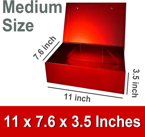 Vista 5 de PALITIGO Caja de regalo roja para regalos, 11 x 7.6 x 3.5 pulgadas, caja de regalo grande con tapas, caja plegable rectangular para propuesta