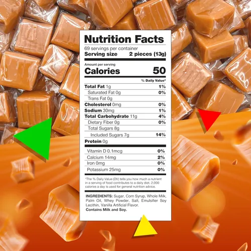 Vista 2 de Cubos de Caramelo Bolsa de 2 Libras Golosinas Clásicas Envueltas Individualmente - Aprox. 130 Unidades Sabor a vainilla, caramelo masticable