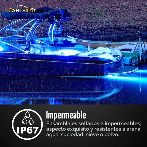 Vista 6 de Partsam 2 barras de luz azul de 30 LED de 8 pulgadas, luz de marcador de camión de remolque, 12 V de baja corriente, luces LED marinas de línea
