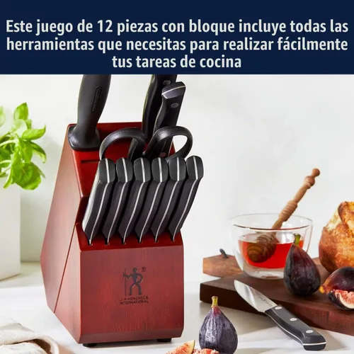Vista 3 de HENCKELS Dynamic Razor-Sharp - Juego de cuchillos de 12 piezas, cuchillo de chef, cuchillo de pan, cuchillo de carne, diseño alemán informado por