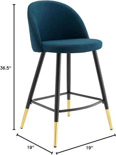 Vista 3 de Modway Taburetes de comedor tapizados de tela Cordial en Azure - Juego de 2