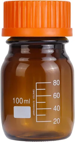 Vista 11 de Botellas ámbar de almacenamiento de medios de laboratorio, recipiente de vidrio graduado marrón GL45, tapa de rosca a prueba de fugas, multiusos Azul