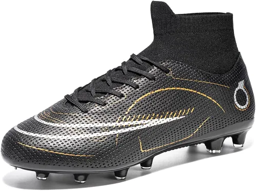 Vista 2 de JIEBUNIAO Zapatos deportivos de fútbol para hombre, botas altas con picos para exterioresinteriores, para niños y niñas, tenis de entrenamiento