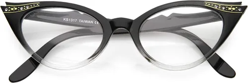 Vista 13 de zeroUV Gafas de ojo de gato con cristales transparentes con diamantes de imitación retro para mujer, 2.008 in