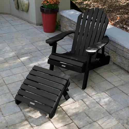 Vista 2 de highwood AD-KITCHL1-BKE Hamilton Silla Adirondack plegable y reclinable con otomana, color negro