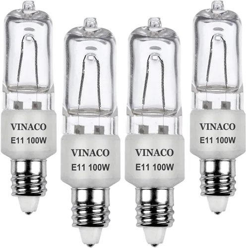 Vista 9 de VINACO Bombilla E11, bombillas halógenas JDE11 de 120 V 75 W, base de mini candelabro T4, alto rendimiento 1150 lm, blanco cálido 2700 K, regulable