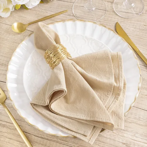 Vista 19 de Servilletas de tela natural de lino de algodón Boho rústico mesa de cena Beige