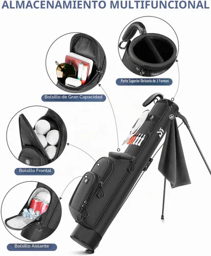 Vista 3 de Dragon Tiger Origin Lightweight Sunday Golf Bag, Small Golf Bag with Stand Negro
