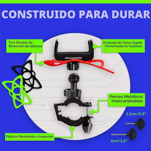 Vista 5 de Soporte para teléfono celular, para bicicleta, para todo tipo de Smartphone: iPhone 7 /7+, 6 /6+, 5s, 5, Samsung Galaxy S7 /S7 Edge, S6, S5, S4