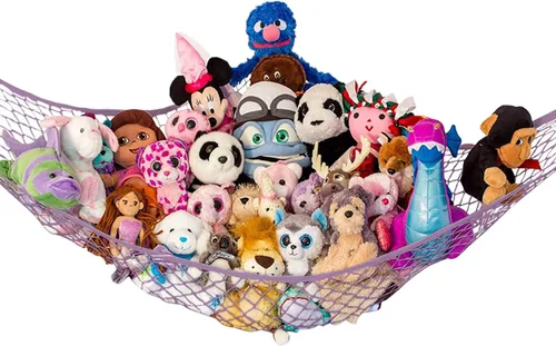 Vista 4 de Hamaca para animales de peluche, grande, almacenamiento de animales de peluche en esquina y red de peluche, hamaca de juguete para animales