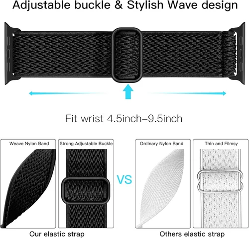 Vista 4 de Lerobo Paquete de 4 correas compatibles con Apple Watch de 1.732 pulgadas, 1.654 pulgadas, 1.772 pulgadas, 1.614 pulgadas, 1.575 pulgadas, 1.575