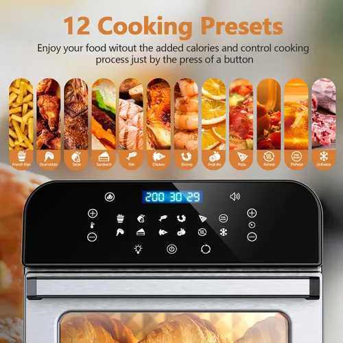 Vista 2 de WHALL Freidora de aire, horno freidora de aire de 5.5 cuartos de galón con pantalla táctil digital LED, funciones de cocción 12 en 1, cesta apta