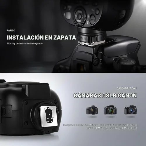 Vista 7 de NEEWER Z1-C TTL Flash Speedlite de cabeza redonda para Canon con difusor de cúpula magnética, 76Ws 2.4G 1/8000s HSS Speedlight, lámpara de modelado