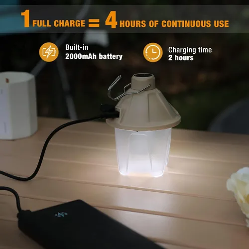 Vista 5 de EverBrite Paquete de 2 linternas de campamento recargables, luz LED de camping de 450 lm con 5 modos, base magnética y gancho para colgar, carga