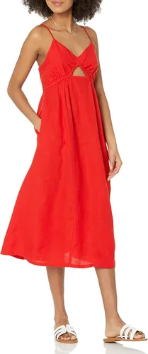 Vista 3 de The Drop Maci - Vestido midi con cuello en V y espalda fruncida para mujer