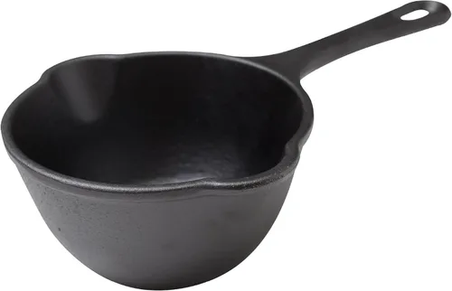 Vista 9 de Victoria Cacerola de Hierro Fundido de 0.5 Cuartos, Olla Pequeña de Hierro Fundido para Derretir Sazonada con Aceite de Linaza, Fabricada