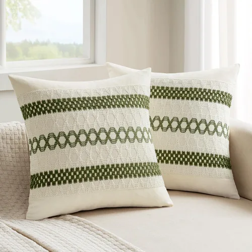 Vista 31 de MIULEE Fundas de almohada lumbares decorativas bohemias, cojín de algodón retro, tejido rustico de macramé para el hogar para cama, sofá, silla, Azul