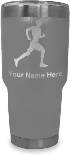 Vista 19 de LaserGram Personalized 20oz Tumbler, Running Man (Black)