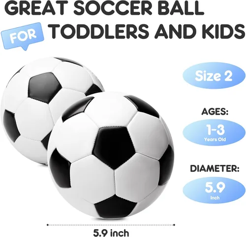 Vista 2 de INPODAK Balón de fútbol tamaño 3 tamaño 2 para niños pequeños 1-3 3-8, 1 o 2 unidades de dibujos animados de dinosaurio pequeño unicornio pelota