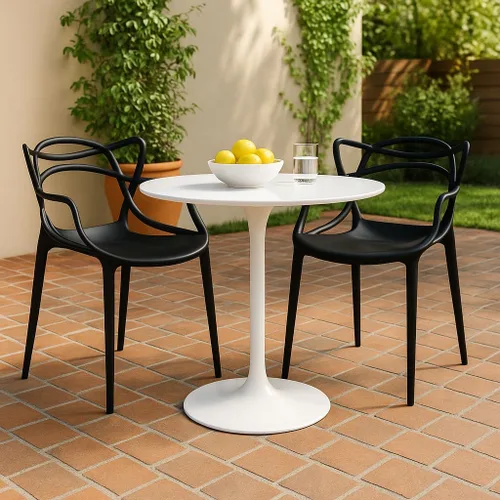 Vista 2 de 2xhome Silla de comedor moderna Silla auxiliar apilable para interiores o exteriores Plástico resistente a la intemperie para cocina, patio Negro