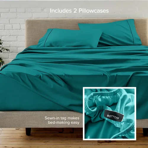 Vista 122 de Bare Home Sheet Set 1800 Ultra-Soft with 2 Pillowcases (Twin XL, Dark Blue)
