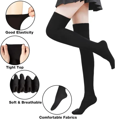 Vista 2 de Calcetines altos hasta el muslo para mujer, calcetines casuales por encima de la rodilla, calcetines altos para aniversarios, vacaciones