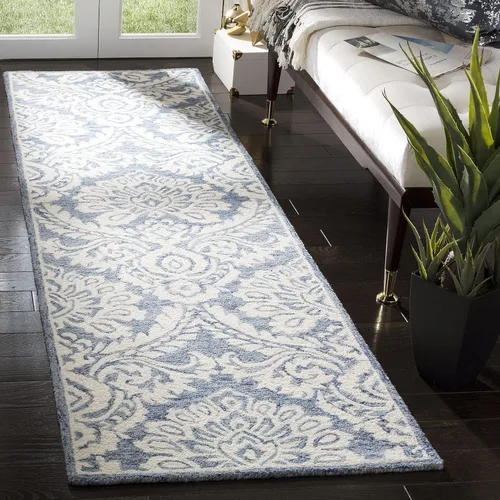 Vista 6 de SAFAVIEH Blossom Collection - Alfombra decorativa, 2 x 3 pies, azul y marfil, lana hecha a mano, ideal para zonas de alto tráfico en entrada, sala