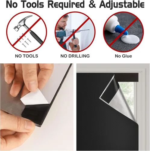 Vista 6 de SAUIRS Persianas enrollables opacas, sin cordón, para ventanas de interior, sin herramientas, sin taladro, tela con aislamiento térmico UV