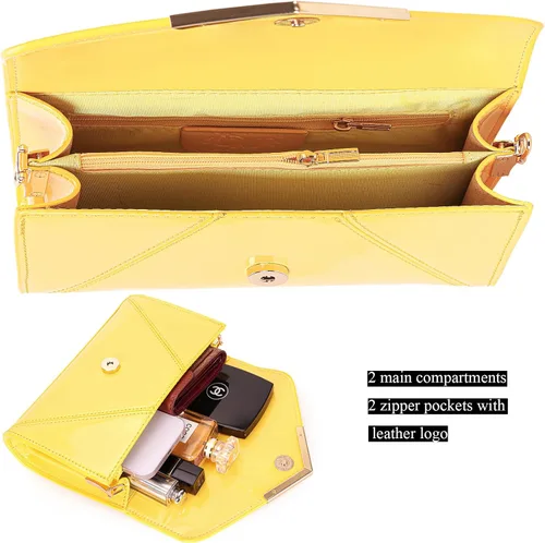 Vista 7 de DEXMAY - Bolso de mano de noche para mujer, de charol sintético, plegable, bolso formal