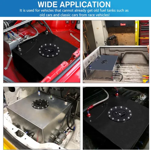 Vista 7 de Celda de combustible de aluminio pulido de 2.5 galones con sensor de nivel de tapa negro