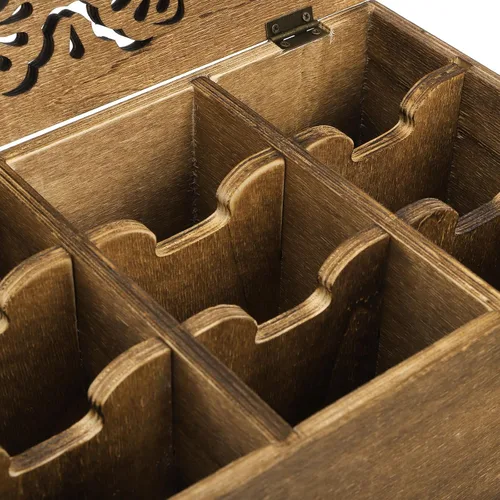 Vista 3 de WRINGKIT Caja organizadora de bolsas de té, madera, 9 compartimentos