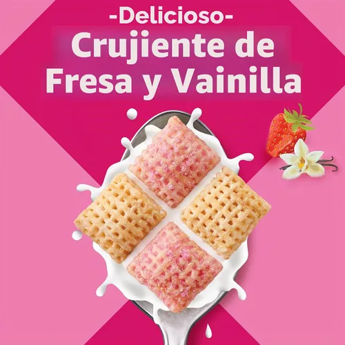 Vista 3 de Cereal Chex de Fresa y Vainilla, cereales para el desayuno sin gluten, hechos con grano integral, 12.4 onzas
