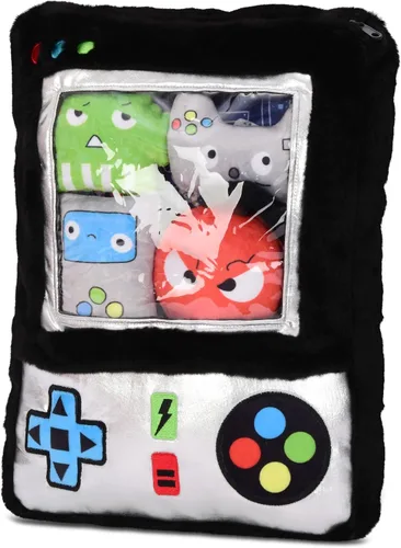 Vista 2 de iscream Juego de almohada de forro polar de 5 piezas en forma de videojuegos con detalles bordados