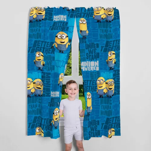 Vista 2 de Franco - Juego de cortinas para la habitación de los niños, 82 x 63 pulgadas, Minions de Mi Villano Favorito