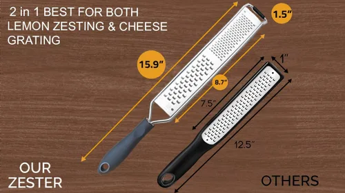 Vista 5 de 2-en-1 DISEÑADO POR CHEFS Rallador de Limón y Queso Parmesano y Triturador de Alimentos - Herramienta Esencial de Rallador para la Cocina, Perfecto